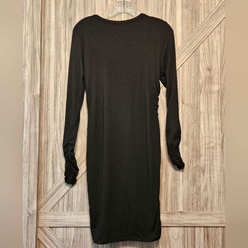Fasion Nova Black Ruched Bodycon Dress - Picture 2 of 6
